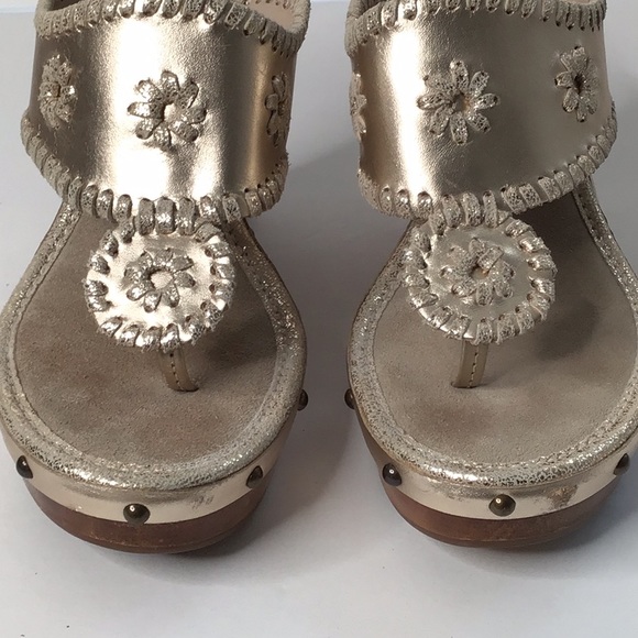 Jack Rogers Gold Platinum Wedge size 6.5 Marbella - Picture 4 of 16